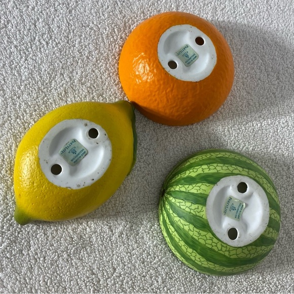Vintage Party Lite Ceramic Fruits Tea Light Holders Candle Holders x3 - Picture 6 of 11
